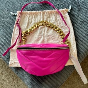 Rebecca Minkoff Cosmic Pink Edie Maxi Crescent Crossbody Bag